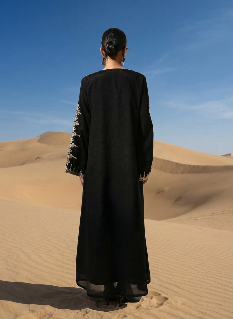 آي شين عباية سوداء مطرزة منسوجة - Image 3